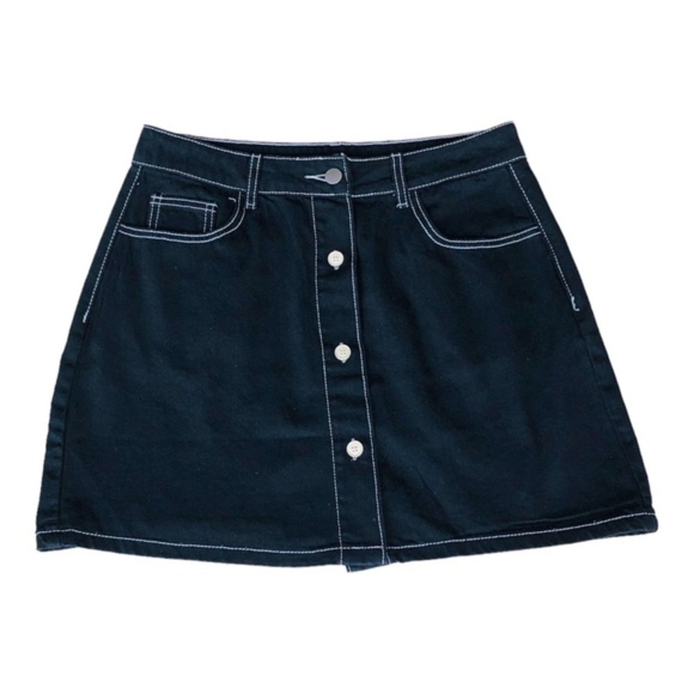 Romwe Womens Mini Skirt Size  US‎ 8/10 (L) Denim Mini Skirt Blue Full Button.